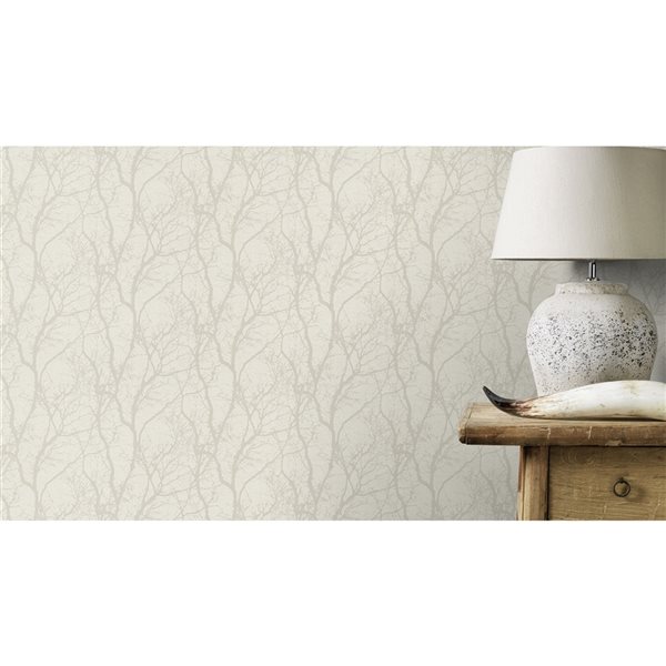Rasch Wiwen 56.4-sq. ft. Off-White Non-Woven Trees Unpasted Wallpaper