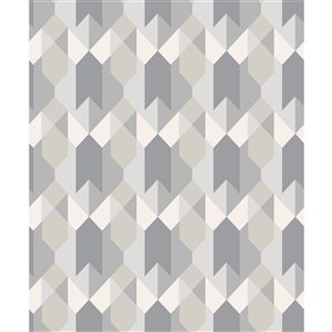 Coloroll Copenhagen 56.4-sq. ft. Grey Paper Geometric Unpasted Wallpaper