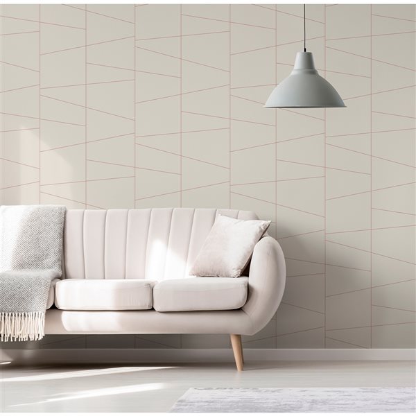 Brewster Fairmont 56.4-sq. ft. Cream Non-Woven Geometric Unpasted Wallpaper