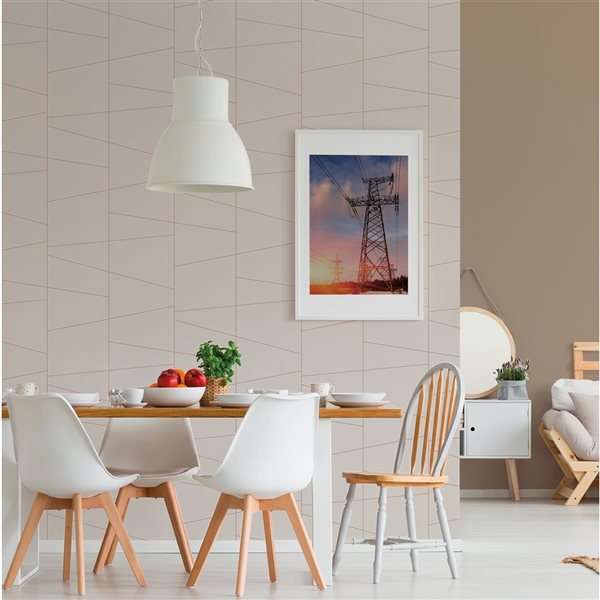 Brewster Fairmont 56.4-sq. ft. Cream Non-Woven Geometric Unpasted Wallpaper