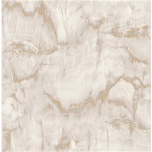 Crown Aura 56.4-sq. ft. Gold Paper Marble Unpasted Wallpaper