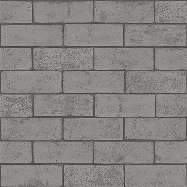 Crown Kirsten 56.4-sq. ft. Grey Paper Brick Unpasted Wallpaper