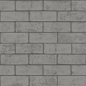 Crown Kirsten 56.4-sq. ft. Grey Paper Brick Unpasted Wallpaper