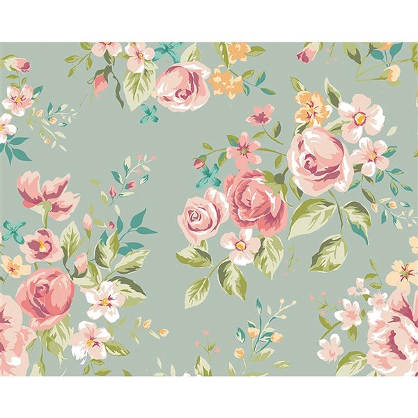 ohpopsi 118-in W x 94-in H Unpasted Multicolour Flowers Wall Mural