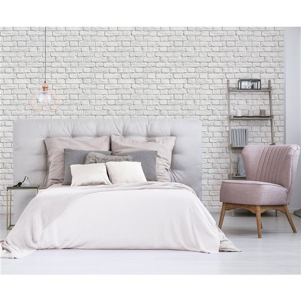 Brewster Cologne 56.4-sq. ft. White Non-Woven Brick Unpasted Wallpaper