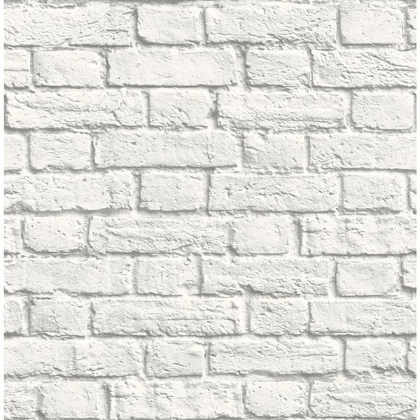 Brewster Cologne 56.4-sq. ft. White Non-Woven Brick Unpasted Wallpaper