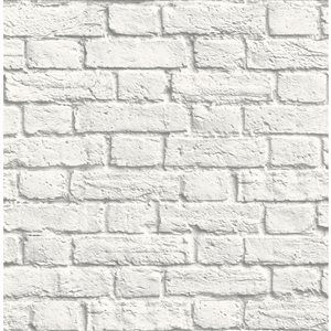 Brewster Cologne 56.4-sq. ft. White Non-Woven Brick Unpasted Wallpaper