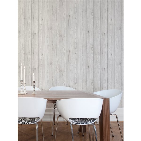 Brewster Mammoth 56.4-sq. ft. White Non-Woven Wood Unpasted Wallpaper