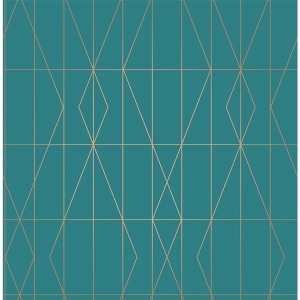 Brewster LeVeque 56.4-sq. ft. Teal Non-Woven Geometric Unpasted Wallpaper