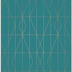 Brewster LeVeque 56.4-sq. ft. Teal Non-Woven Geometric Unpasted Wallpaper