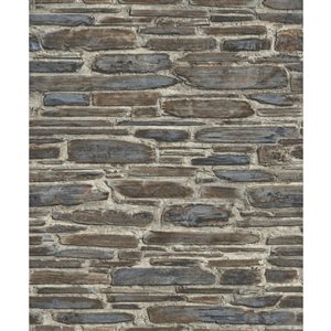 Rasch Cassandre 56.4-sq. ft. Grey Non-Woven Stone Unpasted Wallpaper