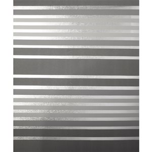 Crown Mayfair 56.4-sq. ft. Charcoal Grey Paper Stripes Unpasted Wallpaper