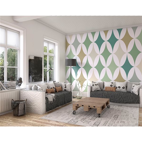 ohpopsi 118-in W x 94-in H Unpasted Green Geometric Wall Mural