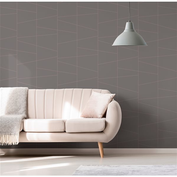 Brewster Fairmont 56.4-sq. ft. Charcoal Grey/Pink Non-Woven Geometric Unpasted Wallpaper