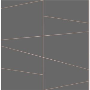 Brewster Fairmont 56.4-sq. ft. Charcoal Grey/Pink Non-Woven Geometric Unpasted Wallpaper
