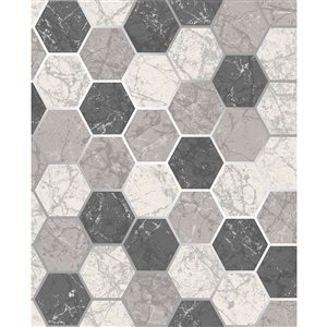 Crown Margaret 56.4-sq. ft. Charcoal Grey Paper Geometric Unpasted Wallpaper