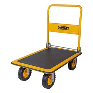 Chariot à plateforme robuste DEWALT à 4 roues de 660 lb en acier jaune