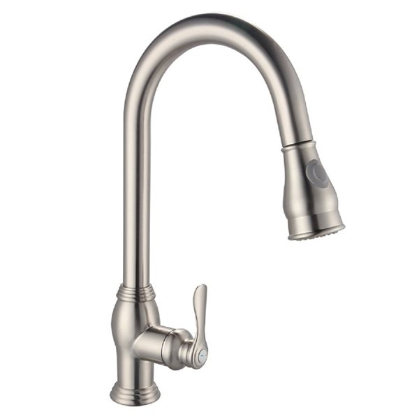 Streamway Nickel 1-Handle Deck Mount Pull-Out Handle/Lever Residential Kitchen Faucet