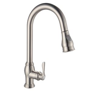 Streamway Nickel 1-Handle Deck Mount Pull-Out Handle/Lever Residential Kitchen Faucet