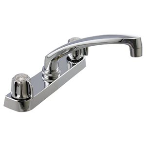Streamway Chrome 2-Handle Deck Mount Low-Arc Handle/Lever Residential Kitchen Faucet with Deck Plate
