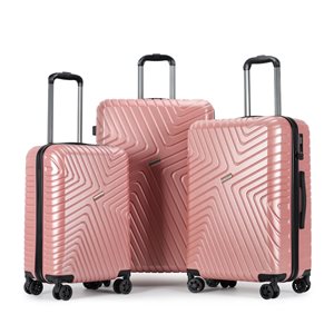 Ensemble de 3 valises à coque rigide Santorini en polycarbonate rose par Homerun, 48,5 x 30,5 x 74 cm