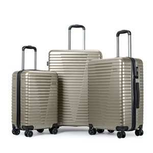Ensemble de 3 valises à coque rigide Bora Bora en polycarbonate gris titane par Homerun, 48,5 x 30,5 x 74 cm