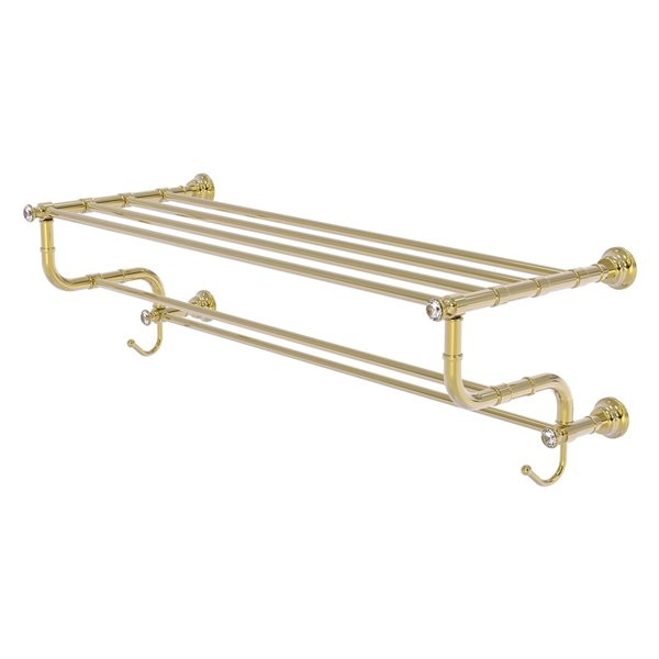 Allied Brass Carolina Crystal Unlacquered Brass 36-in Wall Mount Towel ...