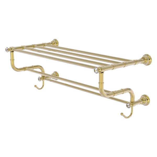 Allied Brass Carolina Crystal Unlacquered Brass 24-in Wall Mount Towel Rack with Double Towel Bar