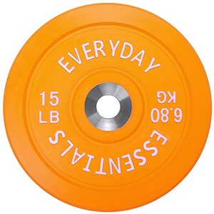 Everyday Essentials Colour-Coded 15-lbs Orange Fixed-Weight Olympic Single Plate