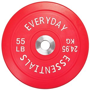 Everyday Essentials Colour-Coded 55-lbs Red Fixed-Weight Olympic Single Plate