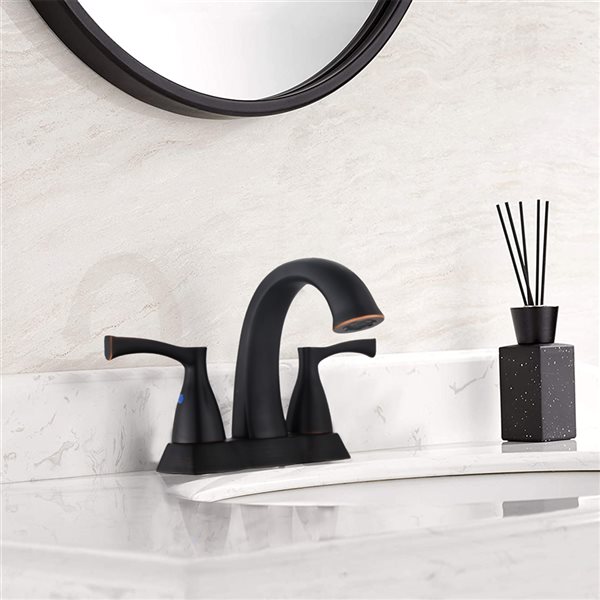Dornberg Oil-Rubbed Bronze 2-Handle 4-in Centreset Bathroom Sink Faucet - Deck Plate Included
