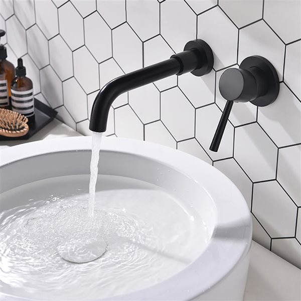 Dornberg Matte Black 1-Handle 2-Hole Bathroom Sink Faucet - Deck Plate Included