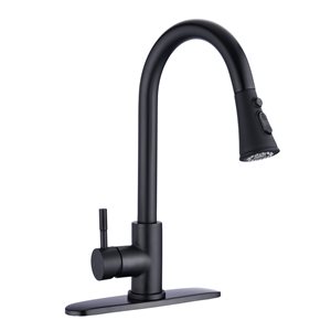 Dornberg Matte Black 1-Handle Deck Mount Pull-down Commercial/Residential Kitchen Faucet (Deck Plate Included)