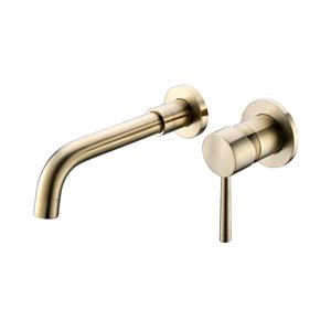 Dornberg Brushed Gold 1-Handle 2-Hole Bathroom Sink Faucet - Deck Plate Included