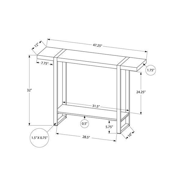 Monarch Specialties 48-in Brown Reclaimed-look Industrial Console Table