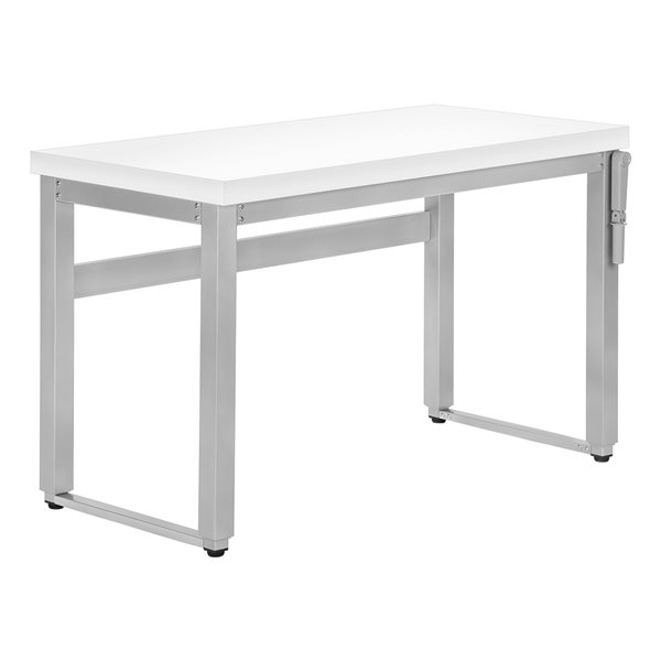 Monarch Specialties 48-in White and Silver Metal Modern/contemporary Adjustable Desk