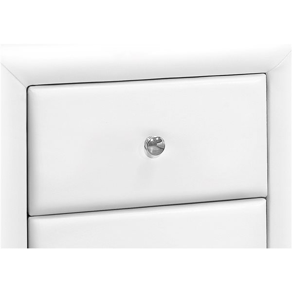 Monarch Specialties Leather White Nightstand