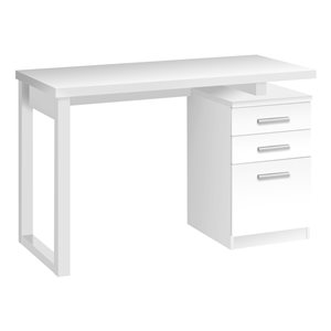 Bureau d'ordinateur moderne blanc de 48 po par Monarch Specialties