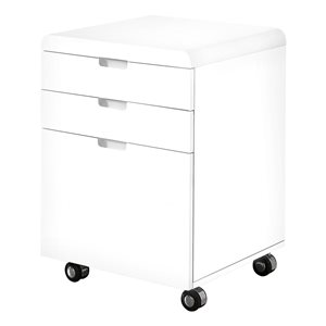 Monarch Specialties Glossy White 3-drawer File Cabinet