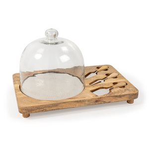 Gild Design House Wood and Glass Cheese Board and Platter Set - 5-Piece