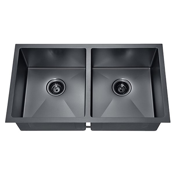 Elegant Stainless 18 x 30-in Undermount Black Stainless Steel Double Kitchen Sink