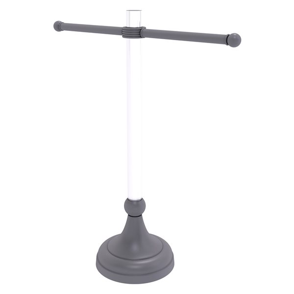 Allied Brass Pacific Grove Matte Grey Freestanding Guest Towel Stand with Grooved Accents