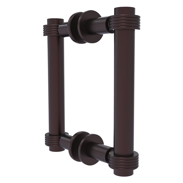Allied Brass Contemporary Aged bronze 6-in Back to Back Shower Door Pull with Grooved Accent