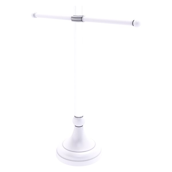 Allied Brass Pacific Grove Matte White Freestanding Guest Towel Stand with Dotted Accents