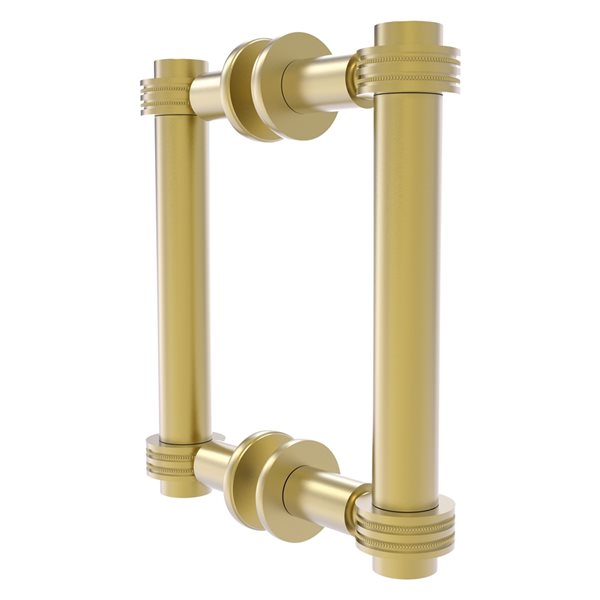 Allied Brass Contemporary Satin brass 6-in Back to Back Shower Door Pull with Dotted Accent