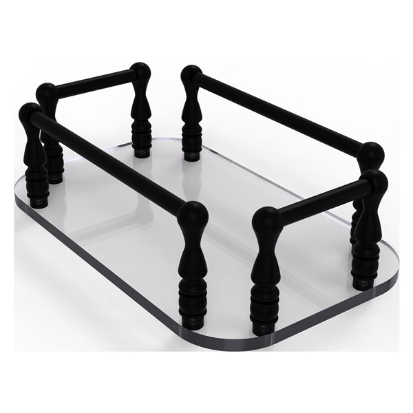 Allied Brass Matte Black Vanity Top Glass Guest Towel Tray