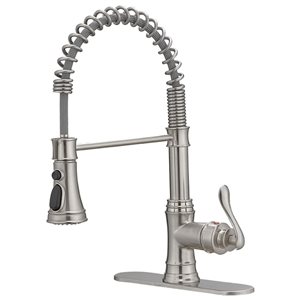 KINWELL Brushed Nickel 1-handle Deck Mount Pull-down Handle/lever Residential Kitchen Faucet (Deck Plate Included)