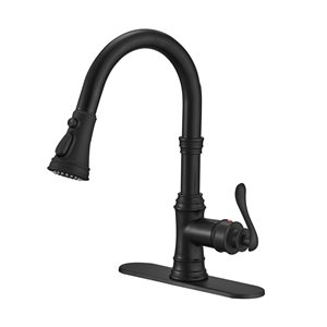 KINWELL 1-handle Deck Mount Pull-down Handle/lever Residential Kitchen Faucet (Deck Plate Included) - Black