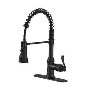 KINWELL Black 1-handle Deck Mount Pull-down Handle/lever Residential Kitchen Faucet (Deck Plate Included)