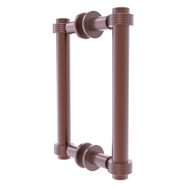 Allied Brass Contemporary Antique copper 8-in Back to Back Shower Door Pull with Grooved Accent
